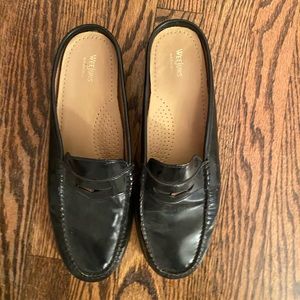 Slip on black loafers